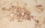 Leonardo da Vinci, Battle of Anghiari (scene), pen and brown ink on paper, Venice, Galleria dell'Accademia