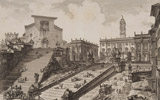 Giambattista Piranesi, Veduta del Romano Campidoglio con Scalinata che va alla chiesa dell'Araceli, da Vedute di Roma