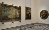 Alcuni dei dipinti pi celebri di Botticelli temporaneamente trasferiti in un vasto ambiente accessibile dal Terzo Corridoio (Sala 41) della Galleria degli Uffizi di Firenze
