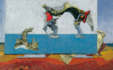 Max Ernst (Brühl 1891-Parigi /Paris1976), Loplop presenta la bella stagione [Loplop présente la Belle Saison]/Loplop Introduces the Beautiful Season, 1930 c | olio su tela/Oil on canvas, cm 38 x 46 | Thyssen-Bornemisza Collections, inv. 1977.107