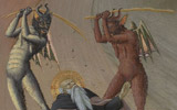 Maestro dell'Osservanza, pala di Sant'Antonio abate - Sant'Antonio battuto dai diavoli, New Haven, Yale University Art Gallery