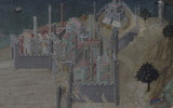 Stefano di Giovanni detto il Sassetta, elementi del polittico dell'Arte della Lana - Paesaggio con città, Siena, Pinacoteca Nazionale (frammento dello scomparto centrale)