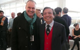 PITTI UOMO 79, Florence, 11-14 january 2011 | The director of Fashion Design Lab Magazine, Maurizio Gori with Piero Chiambretti, vip guest at the stand CP Company