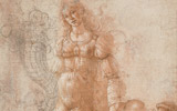 Alessandro Filipepi, detto Sandro Botticelli (Firenze, 1445 - 1510), Ninfa accompagnata da putti (Allegoria dell'Abbondanza o dell'Autunno), 1480-1485 ca., Penna e inchiostro, pennello e inchiostro marrone, biacca; pietra nera; carta bianca in parte pigmentata con colore di dominante tonalità rosata, 317 x 252 mm., British Museum, Londra