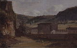François-Marius Granet, Fabriques à la Porte du Peuple et le Mont Marius, 1849, olio su tela, cm 20,1 x 33, Musee Granet (Aix en Provence), Inventario: 849.1.G.68
