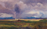 Carl Blechen, Stormy weather over the Roman Campagna, 1829, olio su cartone, cm 27 x 44,5, Alte Nationalgalerie (Berlin)