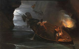 Pierre Félix Cottrau, Pesca sotto Castel dell´Ovo di notte, 1824, olio su tela, cm 114,8 x 84,2, collezione Apolloni  (Roma)