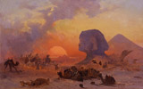 Ippolito Caffi, Cairo - Il vento di Simun nel deserto , 1844, olio su cartoncino intelato, cm 33 x 51, Musei Civici di Venezia - Ca' Pesaro