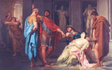Domenico Corvi (Viterbo, 1721 - Roma, 1803), Giuramento di Bruto davanti al corpo di Lucrezia, circa 1785-1787, olio su tela, 100 x 137 cm, Napoli, Quadreria del Pio Monte della Misericordia