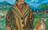 Antonio Ligabue, Autoritratto con cane, olio su faesite, cm 168x130. Collezione privata
