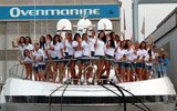 Tappa a Viareggio del pullman della Bellezza in movimento di Miss Italia 2011 | Scatti in yacht Mangusta in occasione della visita di un cantiere della darsena