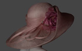 Marzi Cappelli Firenze, Avvolgente falda a cascata rosa pallido rifinito con nastri di sisal e delicato fiore in organza